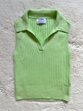 Old Navy Sleeveless Rib-Knit Cropped Polo Pastel Green XS